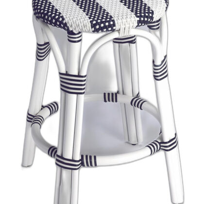24" White Rattan Backless Counter Height Bar Chair