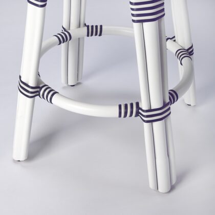 24" White Rattan Backless Counter Height Bar Chair