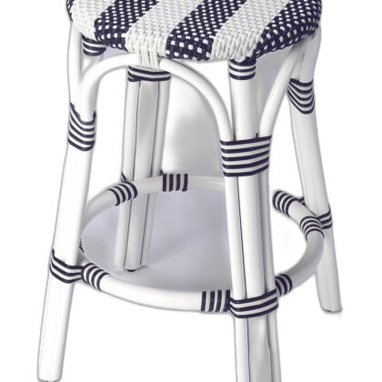 24" White Rattan Backless Counter Height Bar Chair