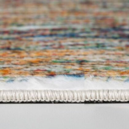 5' X 8' Blue And Beige Abstract Dhurrie Area Rug