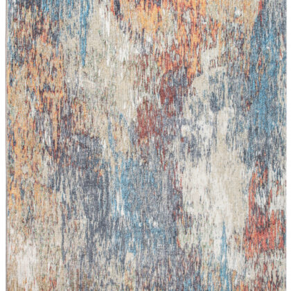 5' X 8' Blue And Beige Abstract Dhurrie Area Rug