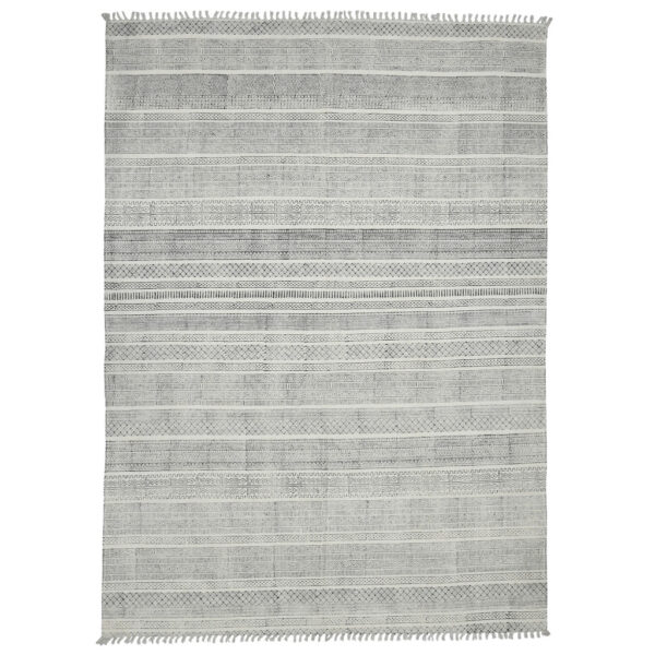 3' X 5' Charcoal Geometric Flatweave Handmade Distressed Area Rug