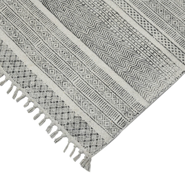 3' X 5' Charcoal Geometric Flatweave Handmade Distressed Area Rug