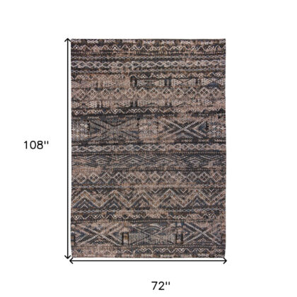 7' x 9' Gray and Beige Oriental Non Skid Area Rug