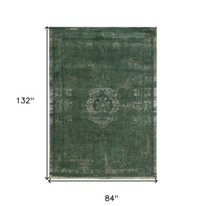 8' x 11' Gray and Green Medallion Non Skid Area Rug