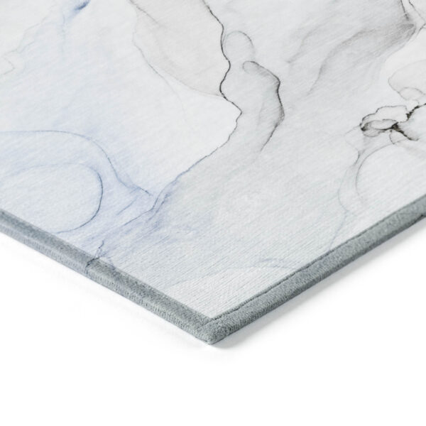 2' X 3' Ivory Blue and Gray Abstract Washable Non Skid Indoor Outdoor Area Rug