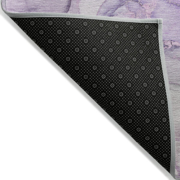 8' Runner Purple Abstract Washable Non Skid Indoor Outdoor Runner Rug