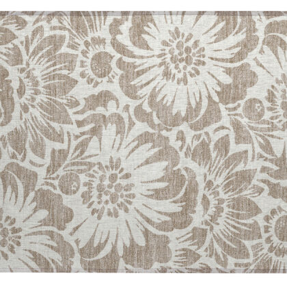 2' X 3' Taupe and Ivory Floral Washable Non Skid Indoor Outdoor Area Rug