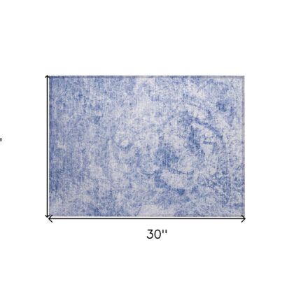 2' X 3' Blue Abstract Washable Non Skid Indoor Outdoor Area Rug