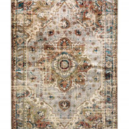 10’ X 13’ Gray And Rust Distressed Medallion Area Rug