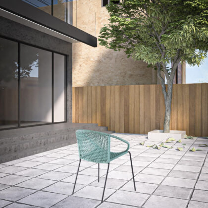 Set of Two 25" Green Metal Outdoor Dining Chair