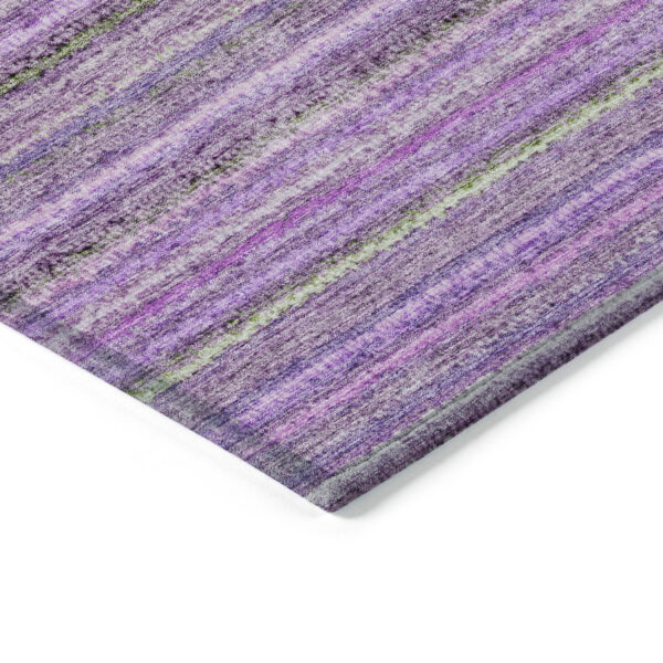 8' X 10' Purple Eggplant And Lilac Striped Washable Indoor Outdoor Area Rug