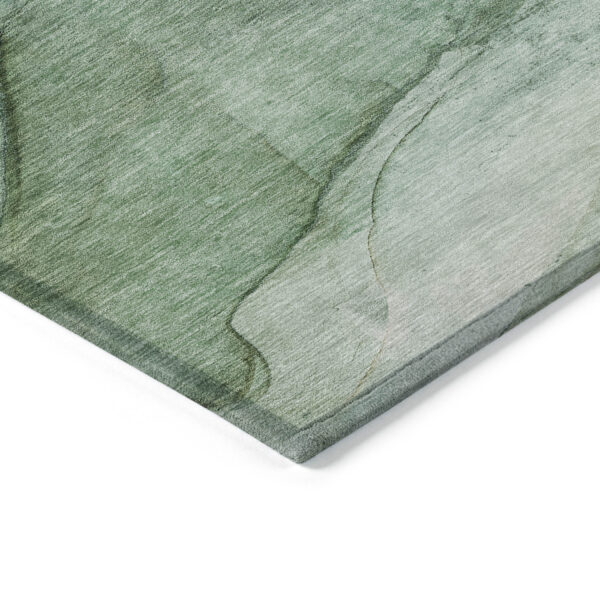 5' X 8' Green And Sage Abstract Washable Indoor Outdoor Area Rug