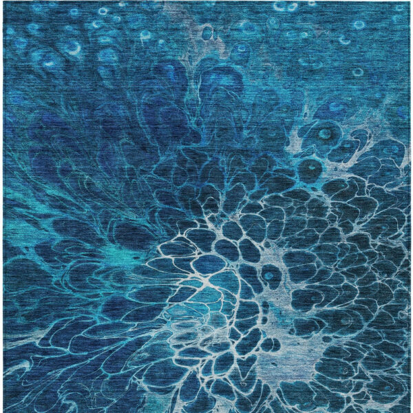 8' X 10' Navy Blue And Sky Blue Abstract Washable Indoor Outdoor Area Rug