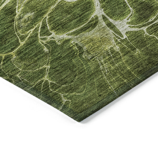 8' X 10' Olive Green And Sage Abstract Washable Indoor Outdoor Area Rug