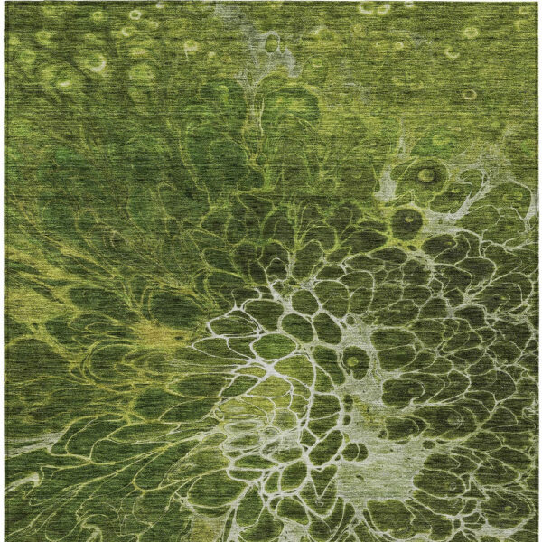 8' X 10' Olive Green And Sage Abstract Washable Indoor Outdoor Area Rug