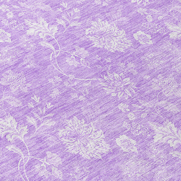 8' Lavender And Lilac Round Floral Washable Indoor Outdoor Area Rug