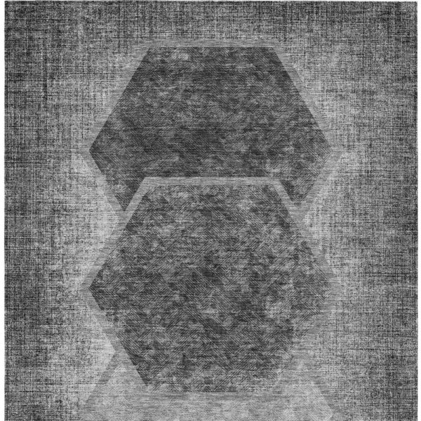 3' X 5' Gray Charcoal And Silver Geometric Washable Indoor Outdoor Area Rug