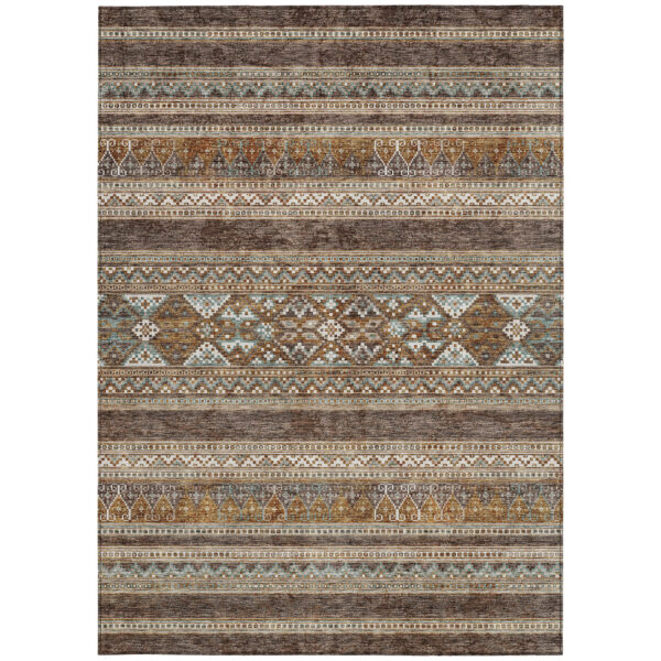 3' X 5' Chocolate And Gray Southwestern Washable Indoor Outdoor Area Rug