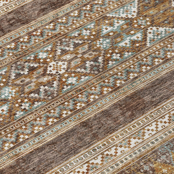3' X 5' Chocolate And Gray Southwestern Washable Indoor Outdoor Area Rug