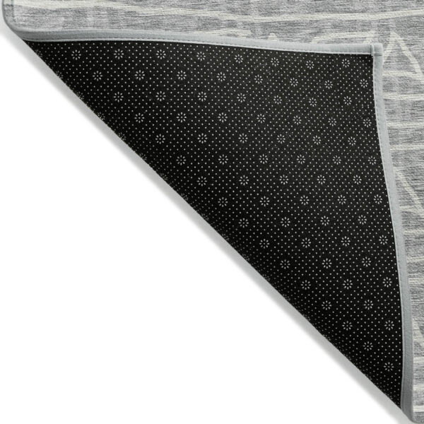 8' X 10' Gray Charcoal And Silver Geometric Washable Indoor Outdoor Area Rug