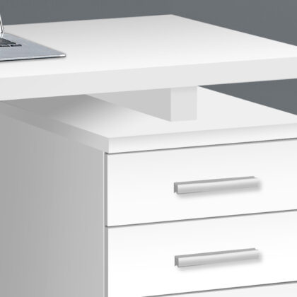 47" White Computer Desk With Three Drawers