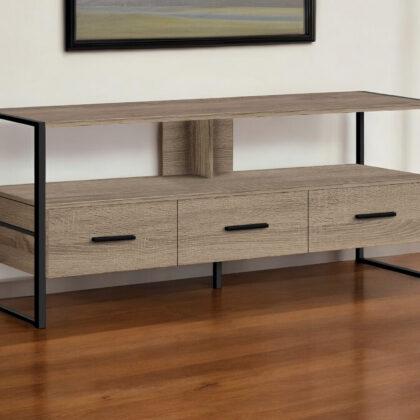 49" Deep Taupe Cabinet Enclosed Storage TV Stand