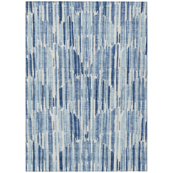 10' X 14' Navy Blue And Sky Blue Abstract Washable Indoor Outdoor Area Rug
