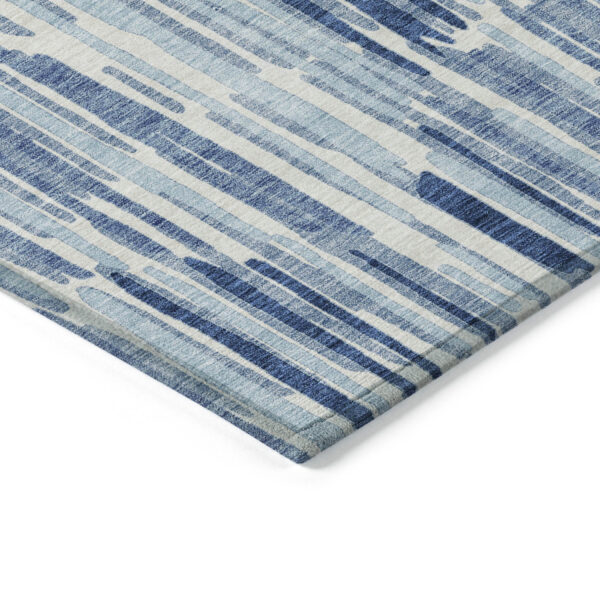 10' X 14' Navy Blue And Sky Blue Abstract Washable Indoor Outdoor Area Rug