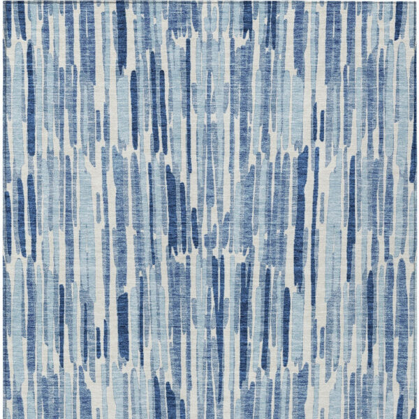 10' X 14' Navy Blue And Sky Blue Abstract Washable Indoor Outdoor Area Rug