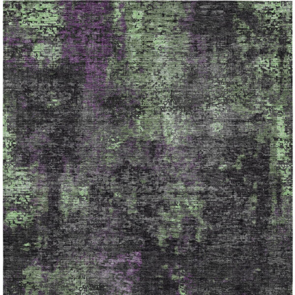8' X 10' Gray Purple And Charcoal Abstract Washable Indoor Outdoor Area Rug