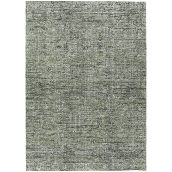 5' X 8' Fern Green And Gray Southwestern Washable Indoor Outdoor Area Rug