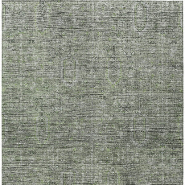 5' X 8' Fern Green And Gray Southwestern Washable Indoor Outdoor Area Rug