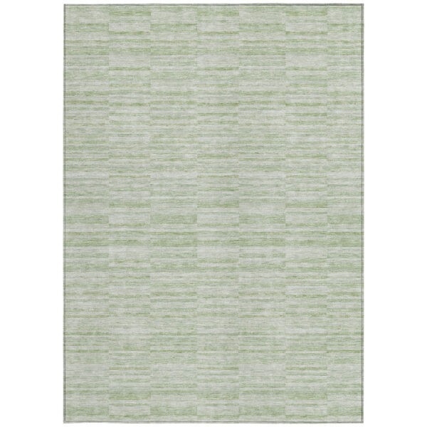 5' X 8' Sage And Green Striped Washable Indoor Outdoor Area Rug