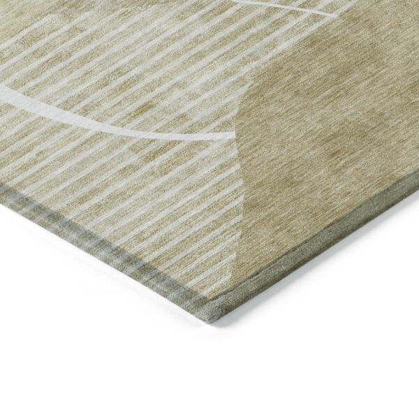3' X 5' Beige Taupe And Tan Abstract Washable Indoor Outdoor Area Rug