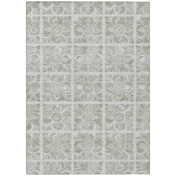 9' X 12' Taupe Beige And Tan Medallion Washable Indoor Outdoor Area Rug