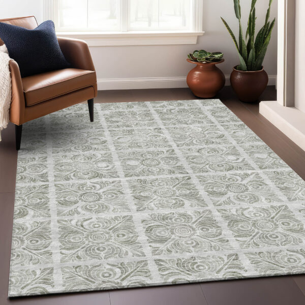 9' X 12' Taupe Beige And Tan Medallion Washable Indoor Outdoor Area Rug
