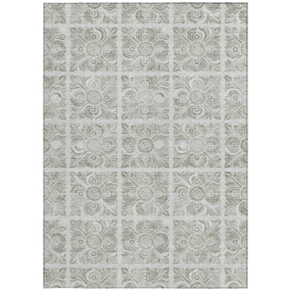 9' X 12' Taupe Beige And Tan Medallion Washable Indoor Outdoor Area Rug