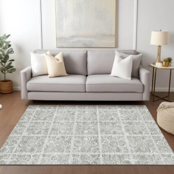 9' X 12' Taupe Beige And Tan Medallion Washable Indoor Outdoor Area Rug