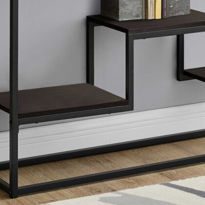 48" Brown and Black Frame Console Table With Shelves
