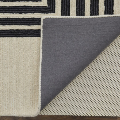 10' X 14' Gray Ivory And Black Wool Abstract Tufted Handmade Area Rug