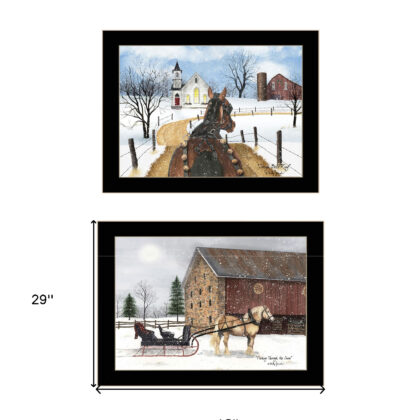 Set Of Two Sleigh Bells Ring 2 Black Framed Print Wall Art
