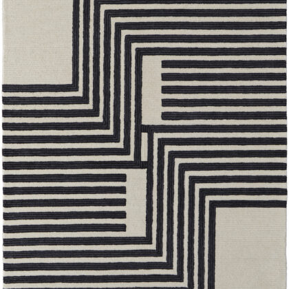 10' X 14' Gray Ivory And Black Wool Abstract Tufted Handmade Area Rug