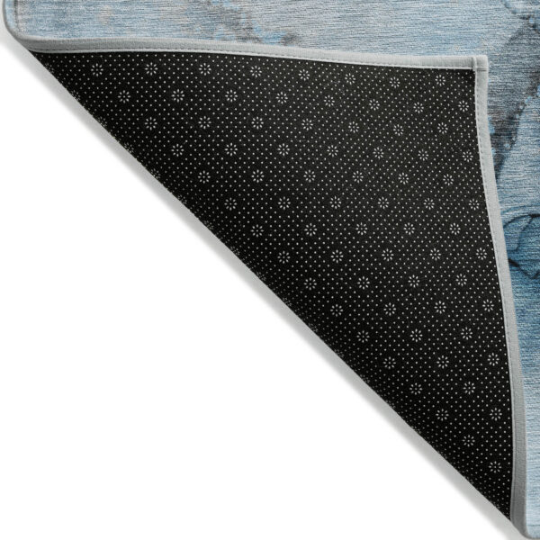 9' X 12' Blue and Ivory Abstract Washable Non Skid Indoor Outdoor Area Rug