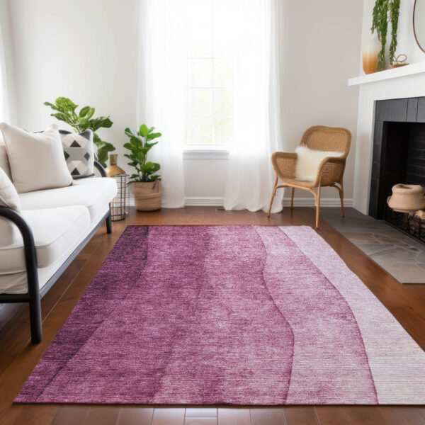 3' X 5' Merlot Blush And Pink Ombre Washable Indoor Outdoor Area Rug