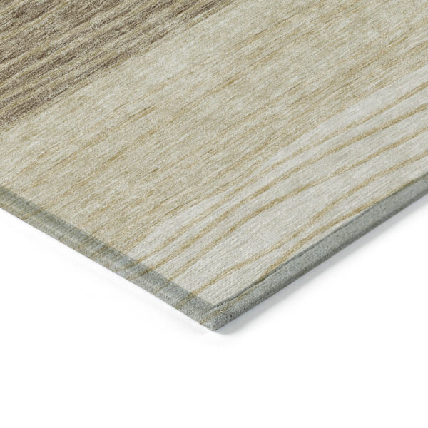 9' X 12' Beige Brown And Taupe Striped Washable Indoor Outdoor Area Rug