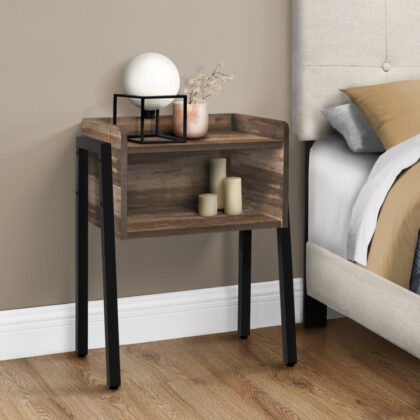 23" Black And Brown End Table With Shelf