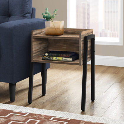 23" Black And Brown End Table With Shelf