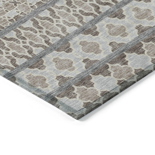 9' X 12' Taupe Beige And Gray Quatrefoil Washable Indoor Outdoor Area Rug