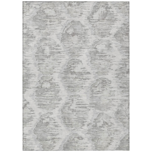 8' X 10' Ivory Silver And Taupe Abstract Washable Indoor Outdoor Area Rug